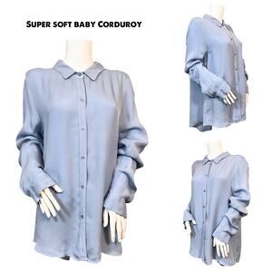 #T103 Maven West Baby Corduroy Blue Long Sleeve Shirt SZ L $168